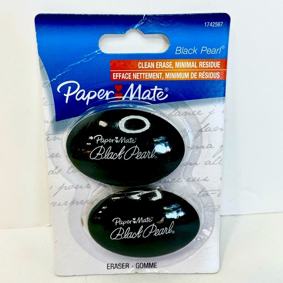 Paper Mate Black Pearl Oval Erasers NEW NIP Vtg Clean Erase Discontinued RARE - Picture 1 of 2